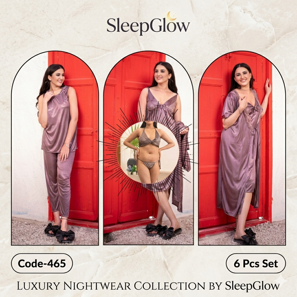 Premium 6-Piece Silk Jersey Nightwear Set