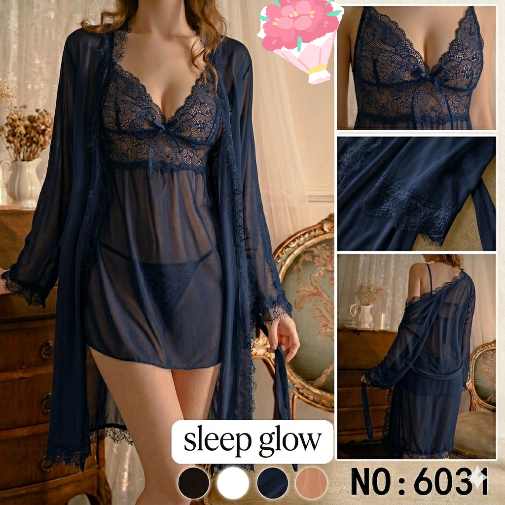 Premium 3-Piece Floral Lace Nightwear Set