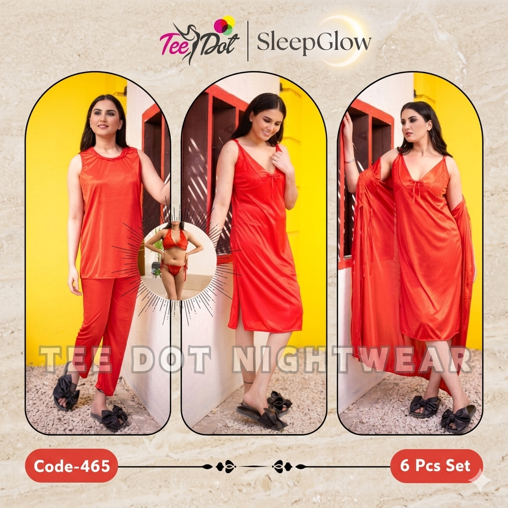 Premium 6-Piece Silk Jersey Nightwear Set