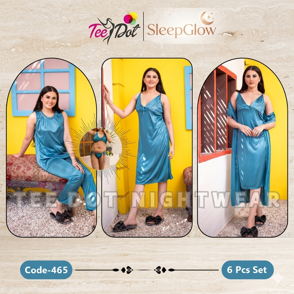 Premium 6-Piece Silk Jersey Nightwear Set
