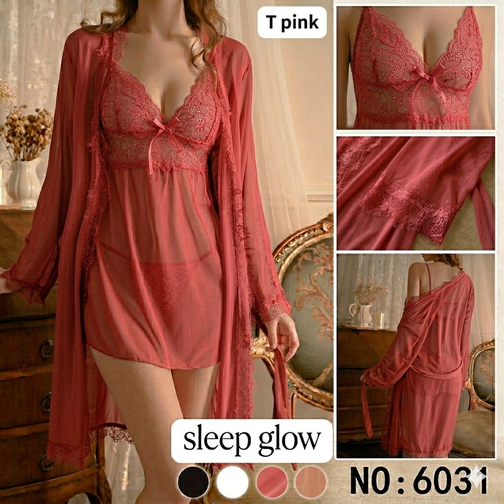 Premium 3-Piece Floral Lace Nightwear Set