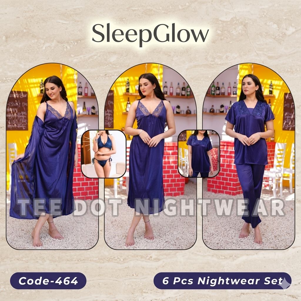 Premium 6-Piece Silk Jersey Nightwear Set