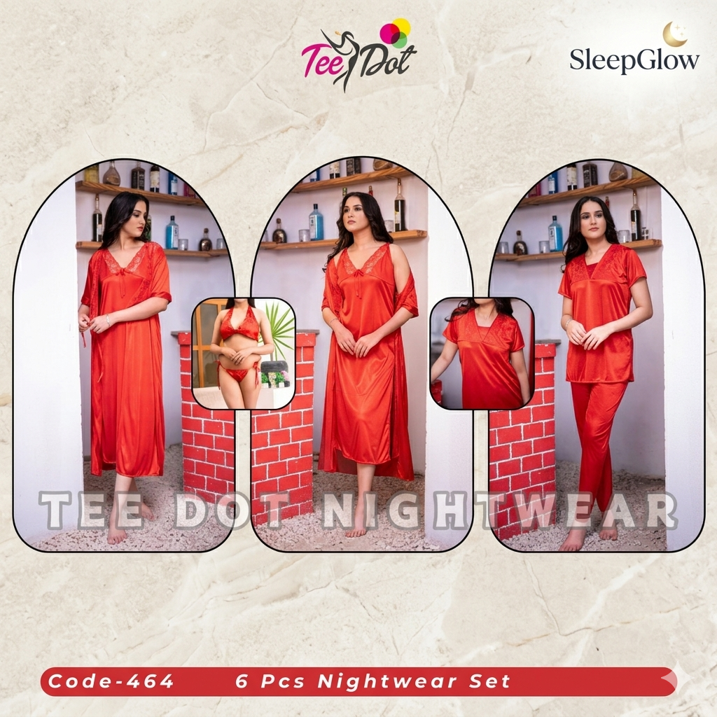 Premium 6-Piece Silk Jersey Nightwear Set